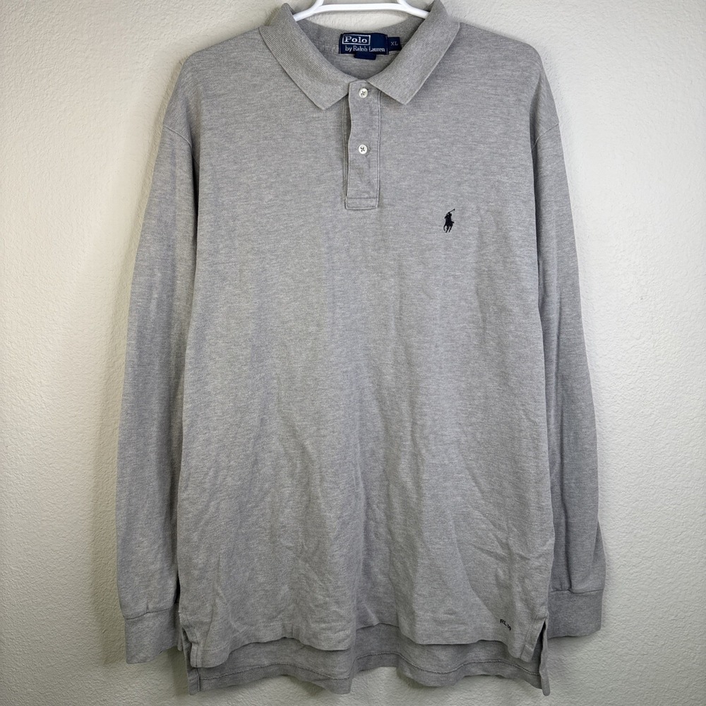 Y2K Polo Ralph Lauren RL09 Mens Gray Long Sleeve Polo Shirt Size XL 2009 Rugby
